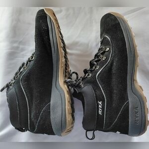 Ryka W/10 Black Lace-Up Leather And Man Made Materials Sneakers